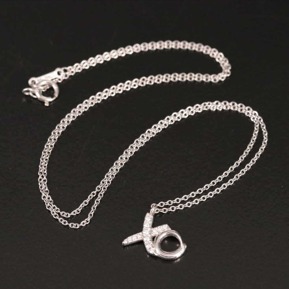Tiffany & Co. 18K White Gold Diamond XO Pendant Necklace - Picture 2 of 10